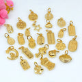 JS1666 Little Mini 14k 18k Gold Plated Chinese Calligraphy Character Chinoiserie CharmChinese Words Safety & Health Luck Charms