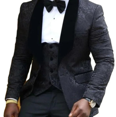 2025 Autumn New Style Groomsmen Shawl Lapel Groom Tuxedos Red White Black Men Suits Wedding for Men (Jacket+Pants+Vest)