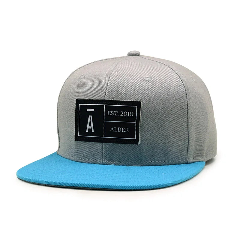 Customized Woven Patch Logo 6 Panel Flat Brim Bill Hat Applique Label Snapback Sports Cap