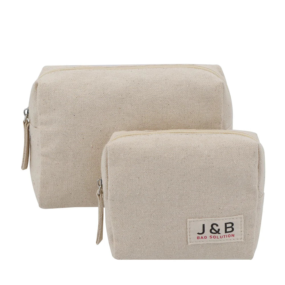 Eco Custom Bulk Cosmetic Sustainable Organic Jute Cotton Makeup Bag Portable Toiletry Jute Cotton Cosmetic Bag for Travel