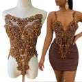 WDP-295 Keering Purple Orange Patches Sewing Colorful Rhinestone Blue Flower Beaded Gown Applique