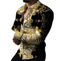 All-Printed Premium Quality Men's Long-Sleeved Professional Formal Shirt Retro Style Chemise De Luxe with Buttons