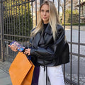Fashion New Autumn Women Faux Leather Jacket Pu Motorcycle Biker Red Coat Turndown Collar Loose Streetwear Black Punk Outerwear