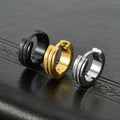 G2310 Wholesale Titanium Steel Double Line Pressed Matte Huggie Earrings Stainless Steel Hoop Men Fashion Jewelry Earrings