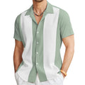 2025 Summer Europe and America Men's Beach Striped Shirt Short Sleeve Hawaiian Shirt for Men