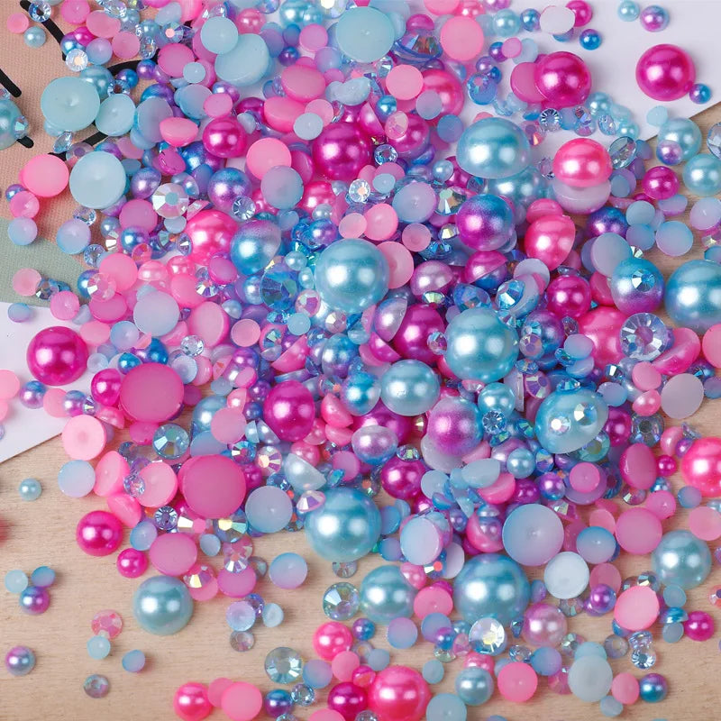 Yantuo Flat Backpearls Assurance Strong Glue Beadsflatback Plastic 500g Trade Pearls for Decoration Applique Half Round
