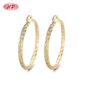 Joyeria 18K Laminated Gold Bisuterias Chic Women's Hoop Fashion Dangle Earrings in Brass Gold Plating