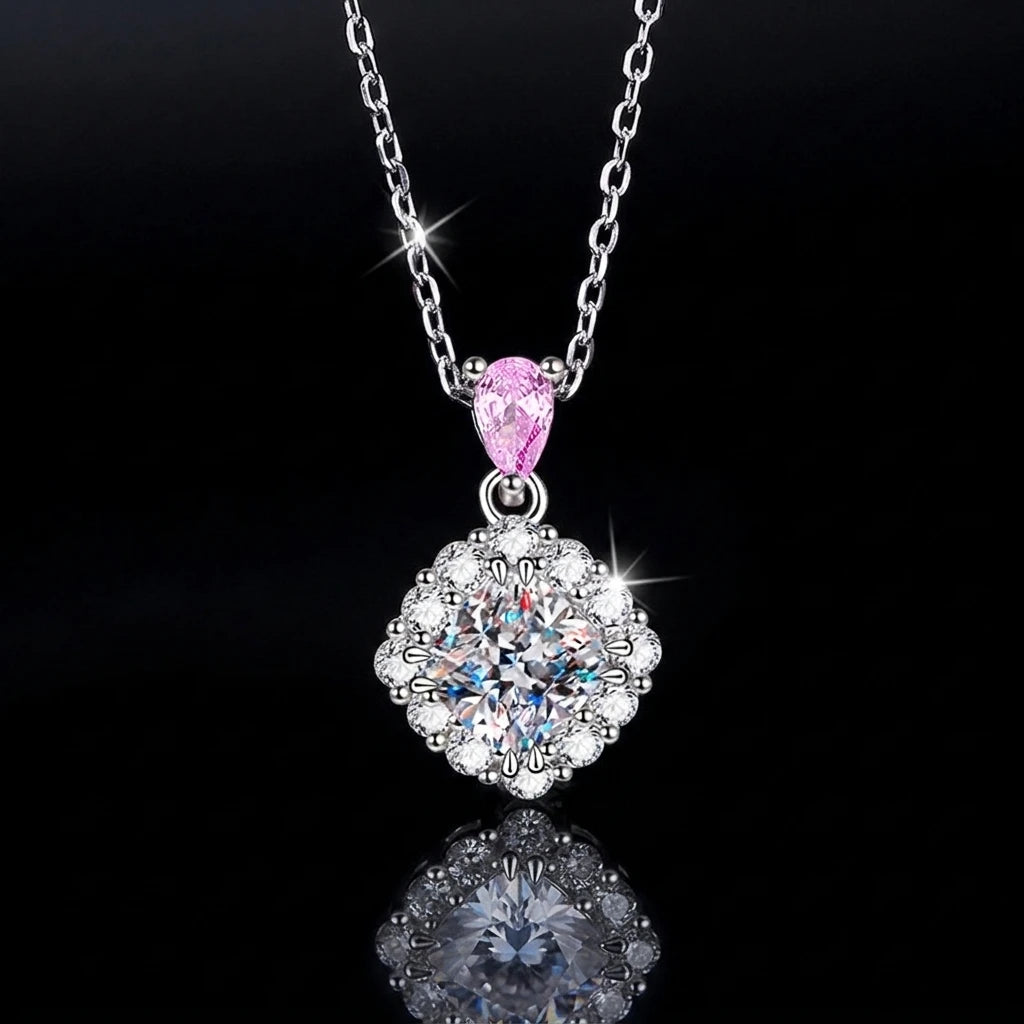 Classic Temperament square D Color Moissanite Pendant S925 Sterling Silver Necklace for Women Wedding Jewelry