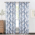 American Farmhouse Style Window Rideau Thermal Insulated Drapes Floral Leaves Printing Blackout Fabric Curtain