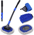 Car Wash Brush with 15-Degree Adjustable Curved Long Handle and Microfiber Brush Head Car Wash Brush Telescopic