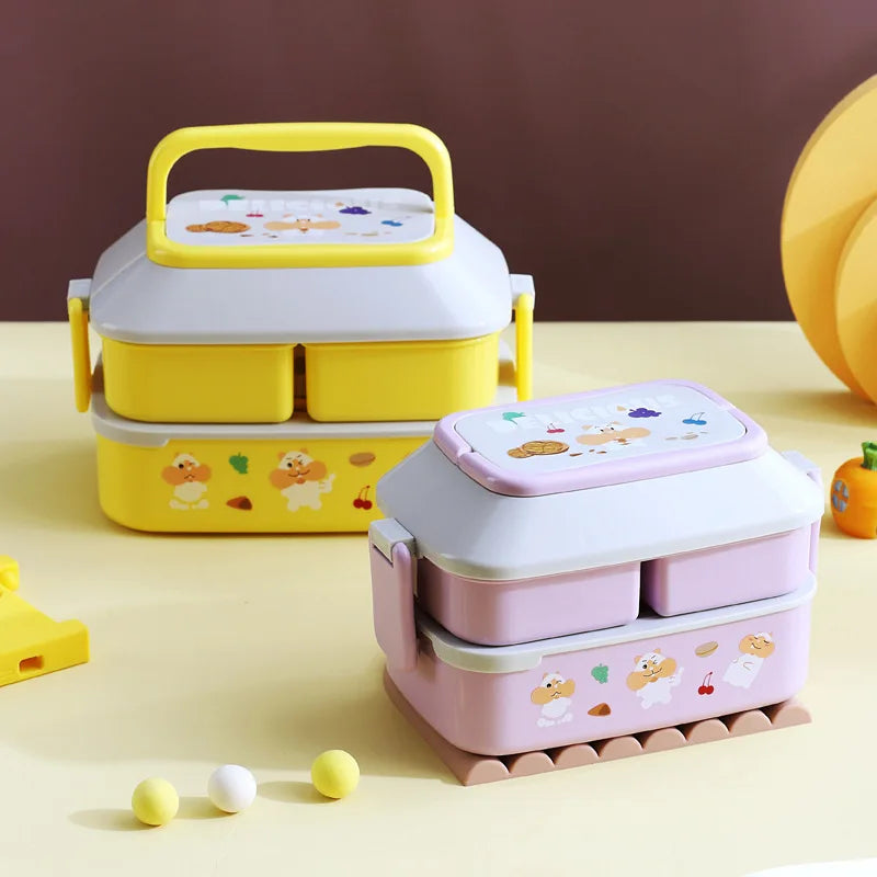 Portable Kawaii Lunch Box for Girls School Kids Plastic Picnic Bento Box Microwave Food Storage Containers Microwave Storage Box