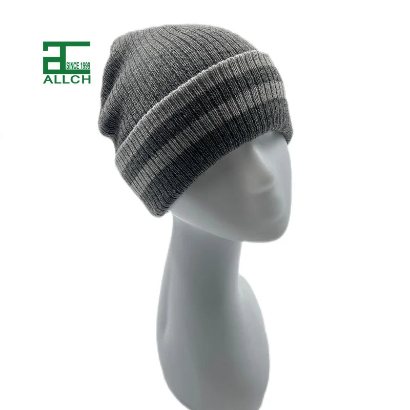 ALLCH RTS Hot Best Selling Stock Male Men Boy Winter Knitted Beanie Cold Hat Jacquard Outdoor Use Warm Sporty Gray Soft 100%