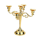 5-Arm Gold Candelabra Metal Candle Holder - Vintage Wedding Centerpiece & Dining Table Decor