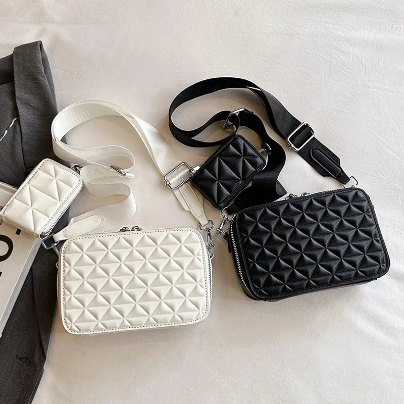 PU Texture Diamond Grid Crossbody Bag for Men Fashionable High-End Single Shoulder Bag