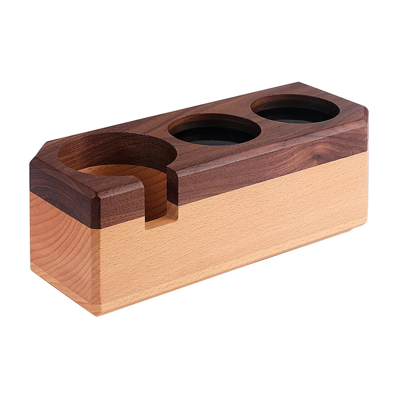 Modern Solid Walnut and Beech Wood Barista Tool Tamping Station for Coffee & Tea Tools