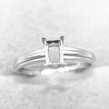 Sterling Silver 4*6mm Semi Mount Ring Square Shape Empty Frame Blank Claws Setting S925 Base Without Center Stone for Inlay DIY