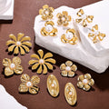 HOVANCI Hawaiian Holiday Style Simple Flower Drop Earrings Handmade Metal Flower Pearl Huggie Earrings for Female