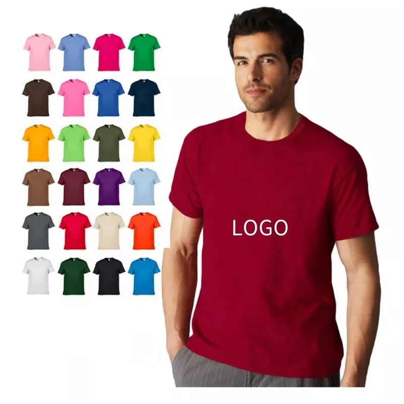 Apparel Wholesale Silk Screen Printed Solid Woven Fabric Anti-Wrinkle Men's T-Shirt 60% Cotton 40% Polyester Blend