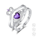 Merryshine 925 Sterling Silver Wholesale 12 Colors CZ 2pcs Women Classic Zircon Finger Jewelry Irish Claddagh Rings 1Set