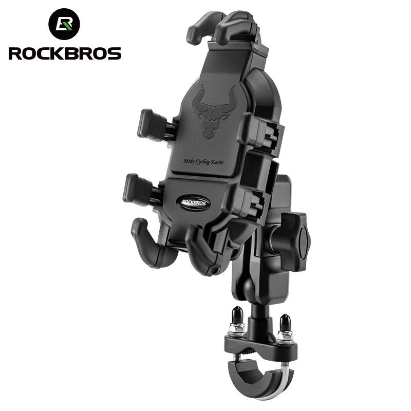 ROCKBROS Shock-Absorbing Aluminum Alloy Bicycle Motorcycle Rearview Mirror Phone Holder 360 Rotation Y/U-Shaped Handlebar