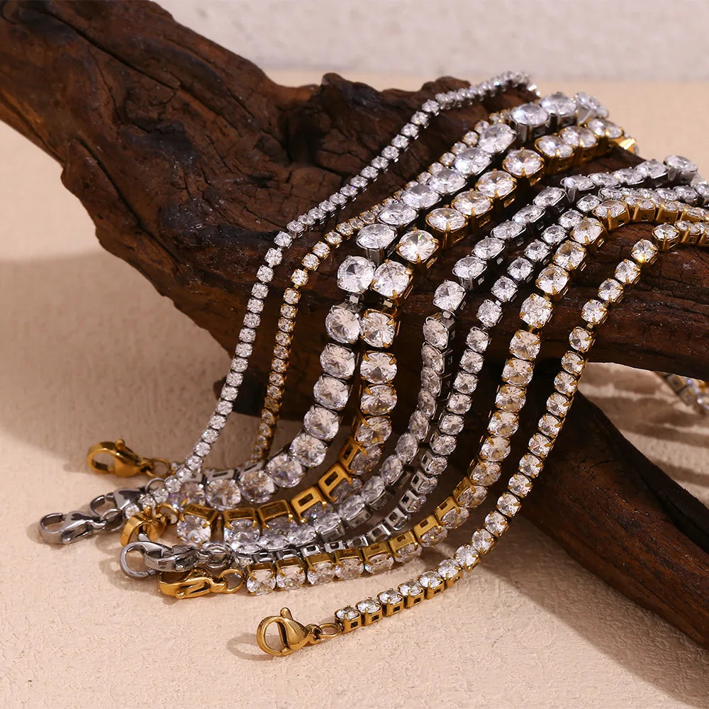 2025 New Arrival Minimalist Stainless Steel Women's Chain Bracelet Elegant Exquisite Jewelry with Zircon Wholesale