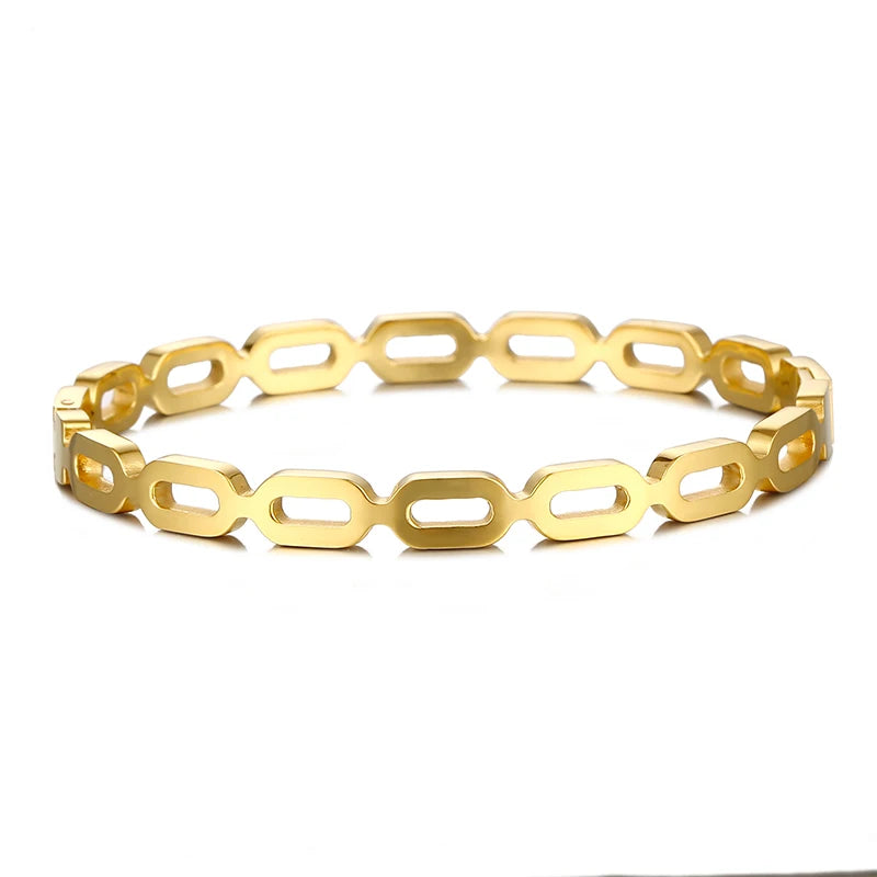 Personalized Women Jewelry Wholesale Custom Stainless Steel 18K Gold Plated Paperclip U Shaped Cuff Bracelets Bangles for Women