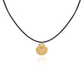 Joolim Jewelry Gold Plated Scallop Pendant Black Leather String  Adjustable Shell  Stainless Steel Necklace Jewelry Wholesale