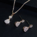 Sparkling Diamond Cubic Zirconia Waterdrop Jewelry Set Snowflake Waterdrop Crystal Wedding Necklace Earrings Set