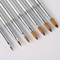 New Professional Kolinsky Acrylic Metal Nail Art Tools Nail Gel Brush Silver 17.2cm 2 4 6 8 10 12 14