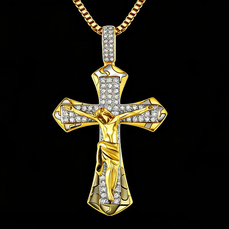 Fashion Bling Stunning Cubic Zirconia Stones 925 Sterling Silver Cross Jesus Jewelry Pendant Charm for Anniversary Gift