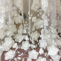 White 3D Floral Mesh Embroidery Applique With Beaded Bridal Dress Embroidery Fabric