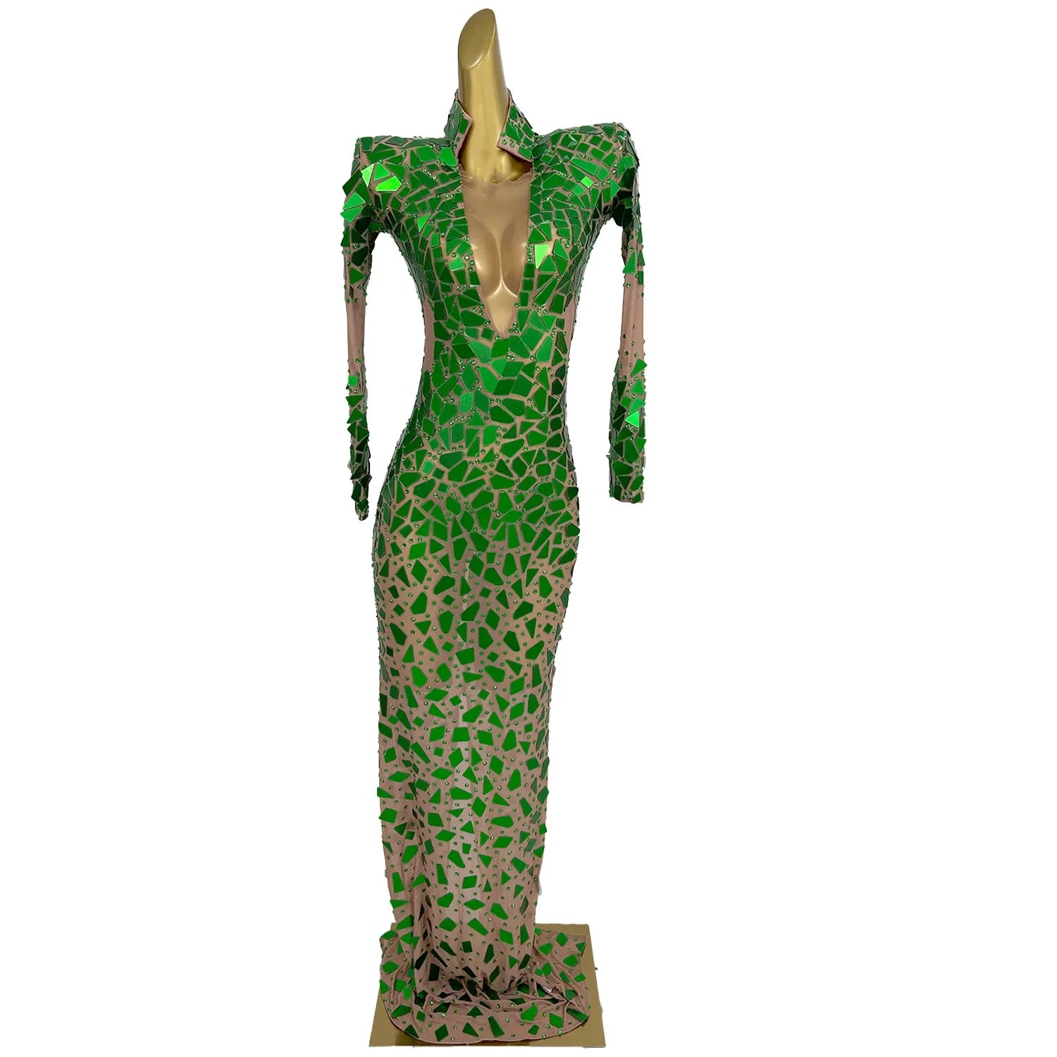 Luxury V Neck Sequin Pageant Birthday Wedding Long Dress Female Bodycon Dinner Gown Women Formal Party Celebration Evening Dress