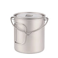 Outdoor Portable 750ml Mug Single Lunch Box with Slanted Handle Hanging Pot Folding Handle Titanium Travel Camping Cup