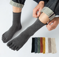 Five Toe Socks Mens Crew Cotton 5 Fingers Plain Classic Private Label Winter Solid Crew  Black  Toe Socks