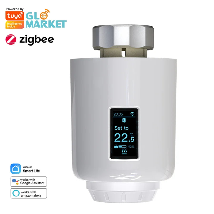 Glomarket Tuya ZigBee/WIFI Room Heating Programmable Temperature Controller Display Thermostatic Radiator Valve Smart Thermostat