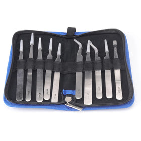 Wholesale Stainless Steel Tweezers Elbow Thin Tip Anti Static Small Tweezers Clamping EyelashTweezers Set
