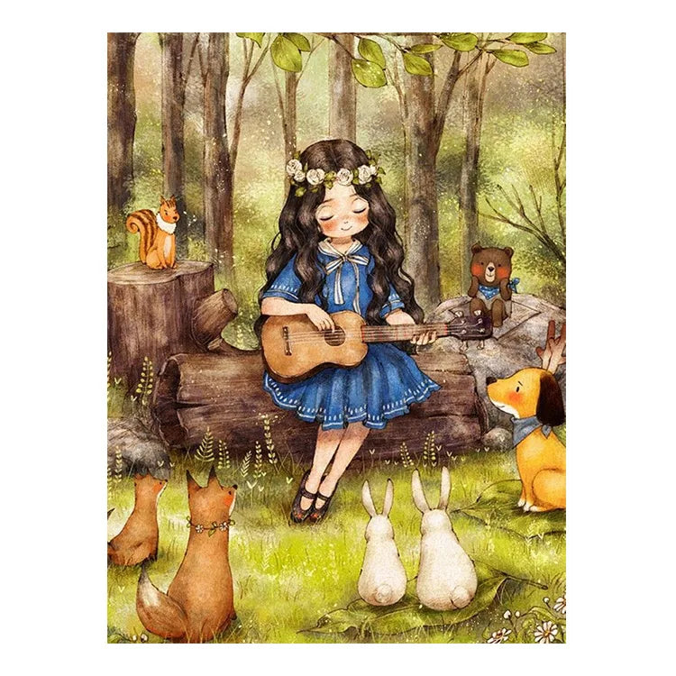 Ever Moment Diamond Painting Girl Cartoon Picture Full Square Resin Drills Home Decoration Painting by Diamond Art Kit 5L518