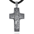 High Quality Embossed Design 925 Sterling Silver Mens Jewelry Good Shepherd Christian Jesus Cross Pendant Necklace