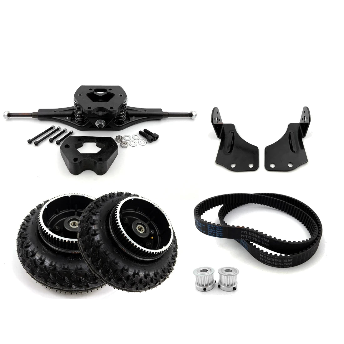 Spring Suspension Mountain Skateboard Truck With Motor Mounting Plate and 8 Inch Off-road Pneumatic Wheel