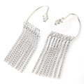 HOT Shiny Rhinestone Tassel Ear Clips Dangle Earrings for Women Fashion Jewelry Bohemian Style Maxi Statement Earrings