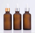 Frosted Amber Glass Dropper Bottles 5ml-100ml MOQ 100pcs for Screen Printing Carton Packing