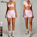 Women's Shorts V-waist Yoga Shorts Women's Fitness Clothes Gym Wear Athleisure Low Waist Activewear 2 pcs Yoga Set Women Clothes