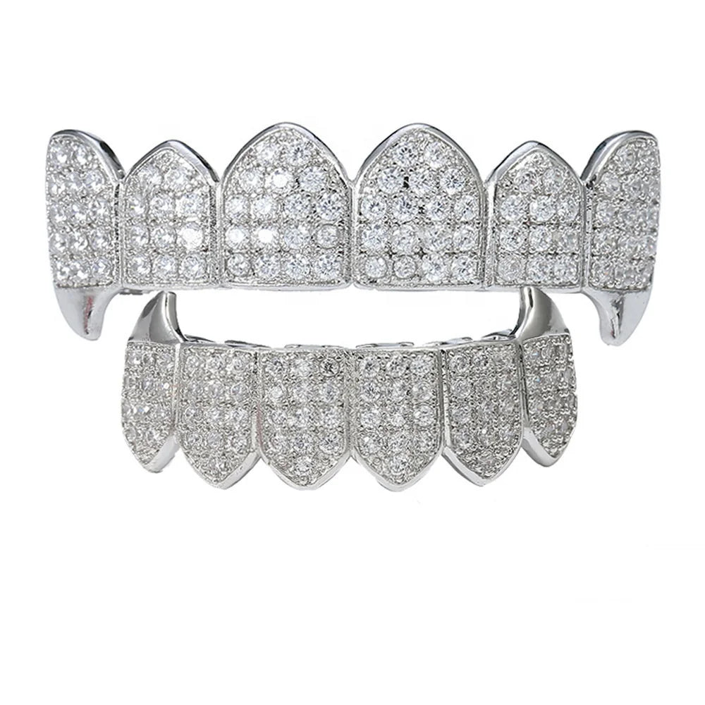 R.Gem. Custom Personalized Top Bottom 925 Sterling Silver Iced Out VVS Moissanite Grillz for Men