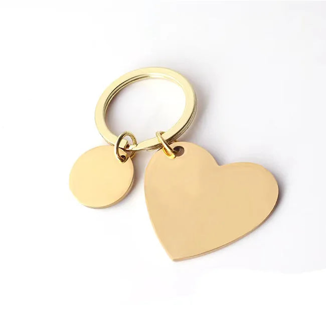 Stainless Steel Heart Charms  Key Chains Custom Blank Heart Key Chains