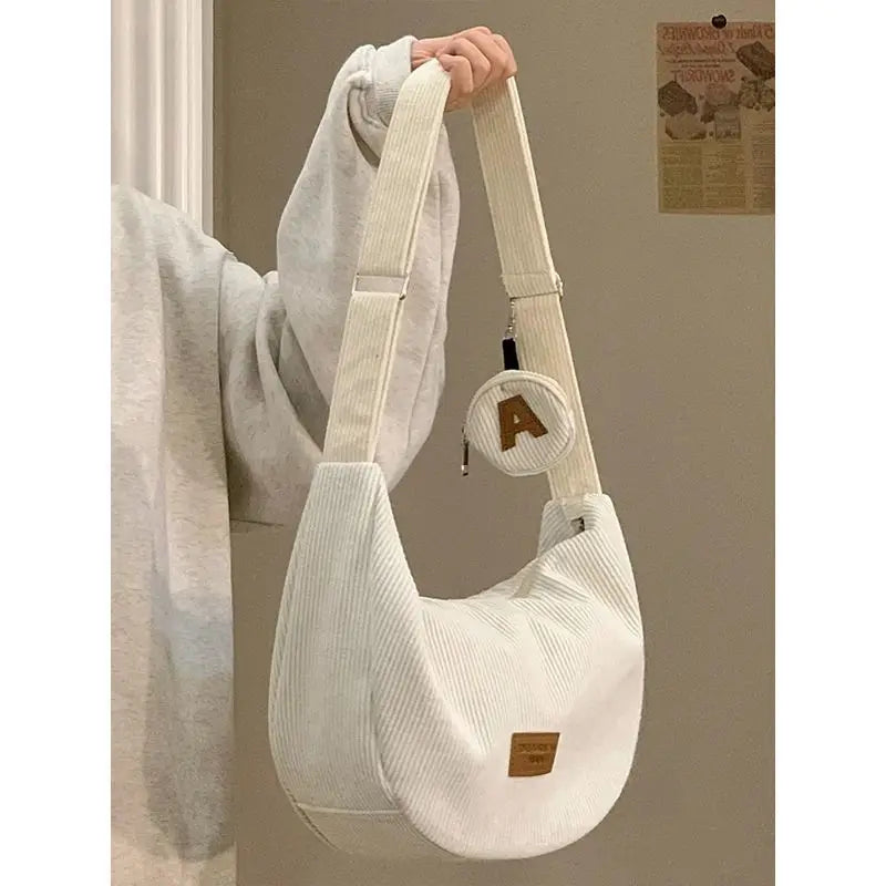 Corduroy Messenger Bags for Women Fashion Single Shoulder Bags Large Capacity Mujer Dumpling Phone Pouch Casual Crossbody Bags