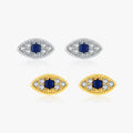 925 Sterling Silver Trendy Gold Color Fine Earrings for Women Accessories Fine Jewelry Small Tiny Cute Evil Eyes Stud Earrings