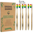 Big Cone Handle Soft Wood Toothbrush with Travel Holder Handle Replace Head Pack and Custom Logo Private Label Square