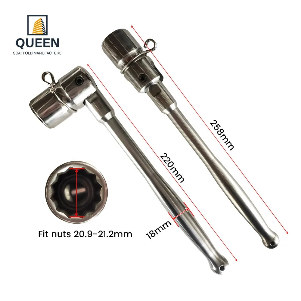 21mm Scaffold Poka Spanner Crv Doule Bi Hex Socket Scaffolding Spanner Carbon Steel Handle Chrome Plated