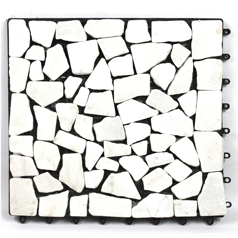 European White Matt Washed WPC Decking Tile 18mm Interlock System Waterproof Square Outdoor Garden Use Brushed Technique