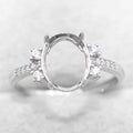 Sterling Silver 8*10/8*11mm Semi Mount Ring Empty Frame Blank Support Claws Setting S925 Base Without Center Stone DIY for Inlay